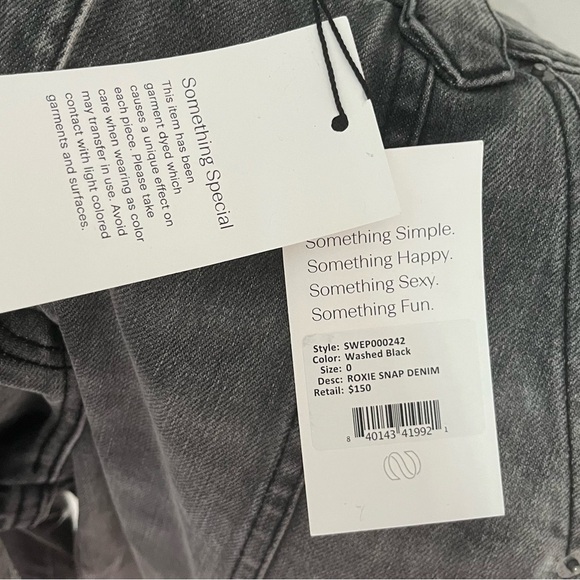 NWT Something Navy Roxie Snap Denim Jeans Washed Black Size 0 - Picture 11 of 12